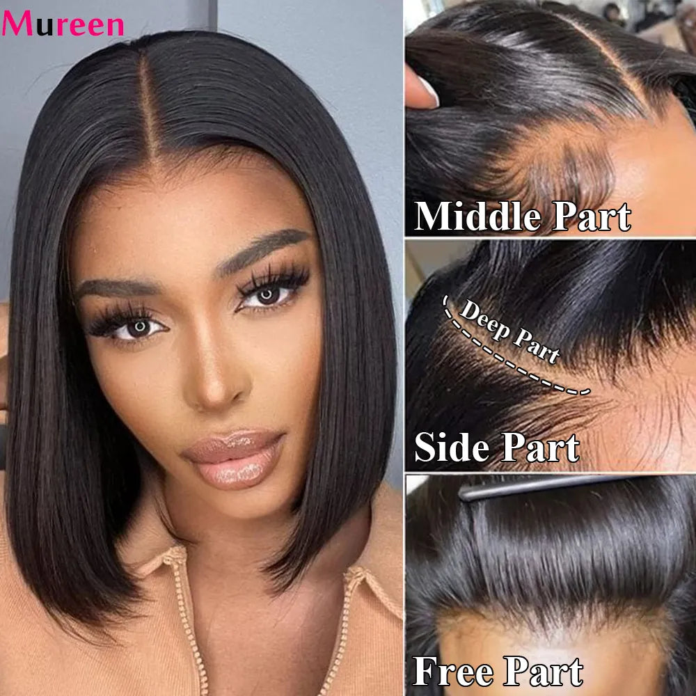 Straight Bob Wig Lace Front Human Hair Wigs For Women HD Transparent Full Lace Frontal Wig Glueless Wig Human Hair