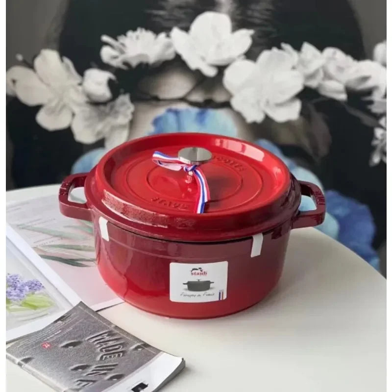 Recommend French Colorful Enamel Pot Natural Non Staining Home Kitchen Soup Cooking Gas Induction Furnace Cookware Gift Set