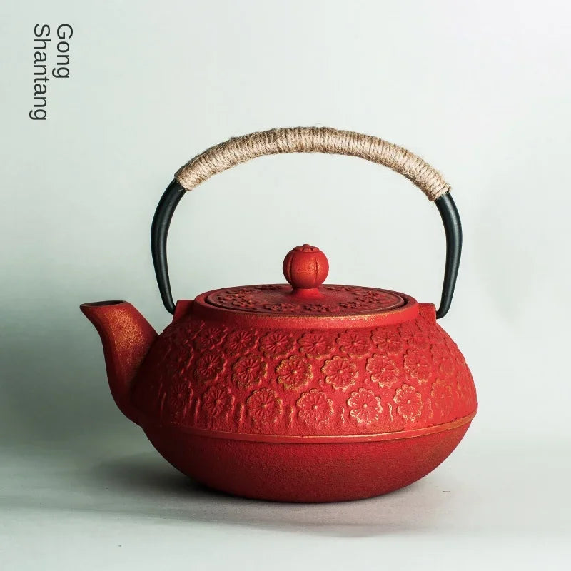 600ml~1000ml Cast Iron Tea Pot Set Japanese Teapot Tetsubin Kettle Drinkware KungFu Tools Color teapots Uncoated TeaKettle Gifts
