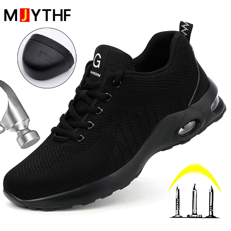 Summer Air Cushion Work Safety Shoes For Men Women Breathable Work Sneakers Steel Toe Shoes Anti-puncture Safety Protective Shoe