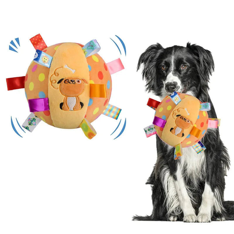 Interactive Ball Dog Toy for Aggressive Chewers Training Decompress Bite Resistant Plush Handle Dog Toys with Bells Pet Supplies