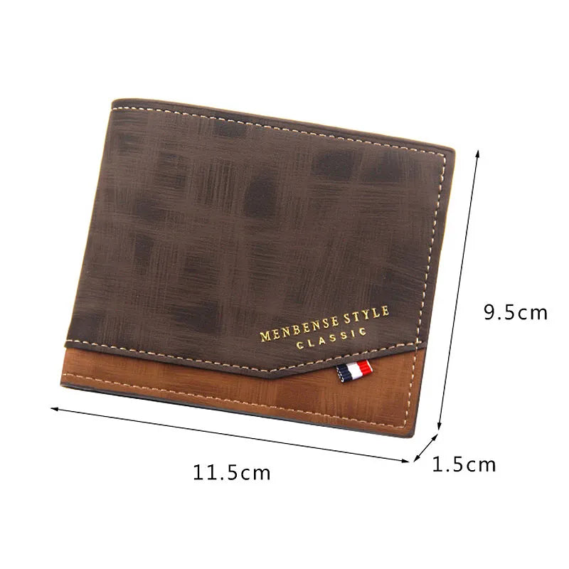 Short Men Wallets Slim Classic Coin Pocket Photo Holder Small Male Wallet Print Quality Card Holder Frosted Leather Men Purses