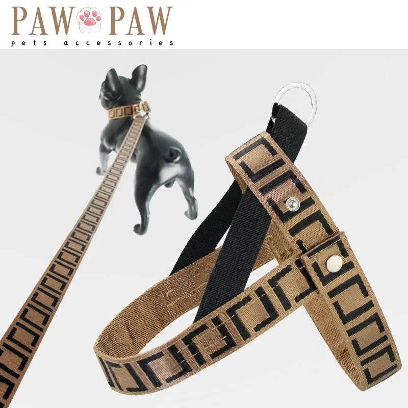 Trendy Pet Leashes Vest Style Chest Harnesses for Dogs Bulldogs Corgis Teddies Fashionable dog collar Classic Design Luxury