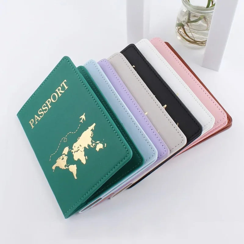 New Simple Fashion Passport Cover World Thin Slim Travel Passport Holder Wallet Gift PU Leather Card Case Cover Unisex