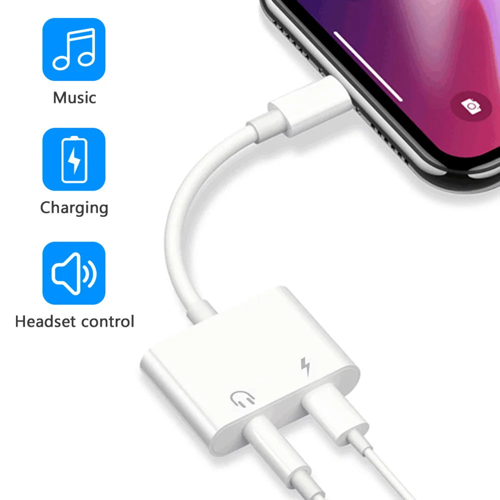 Headphone Adaptador for IPhone 14 13 12 11 X 8 7 Plus Aux Audio Splitter for Lighting To 3.5mm Adapter Earphone Jack Cable