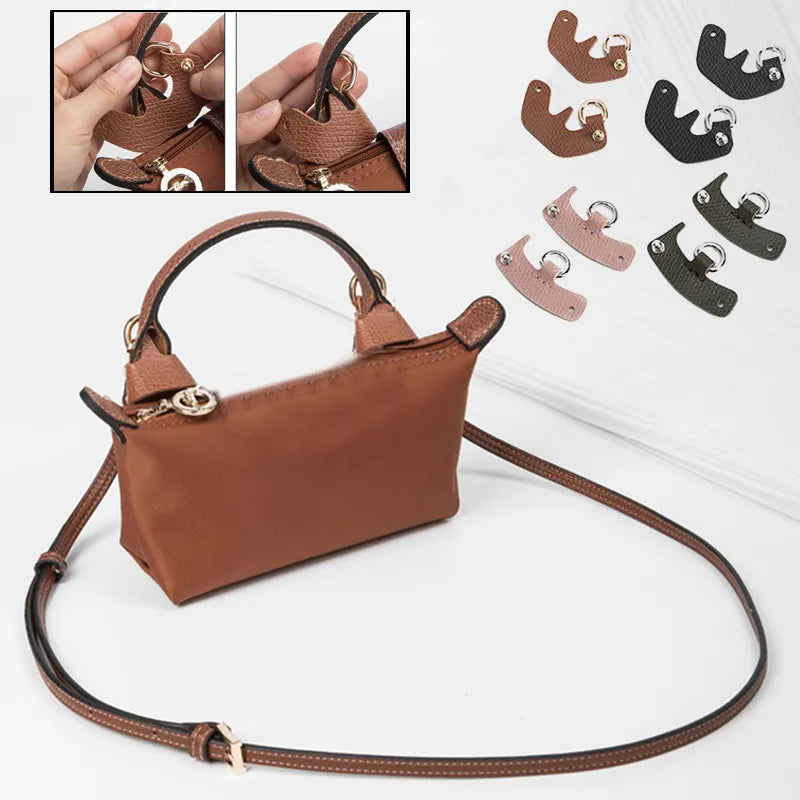 Bag Transformation Accessories For Longchamp Mini Bag Straps Punch-free Genuine Leather Shoulder Strap Crossbody Conversion