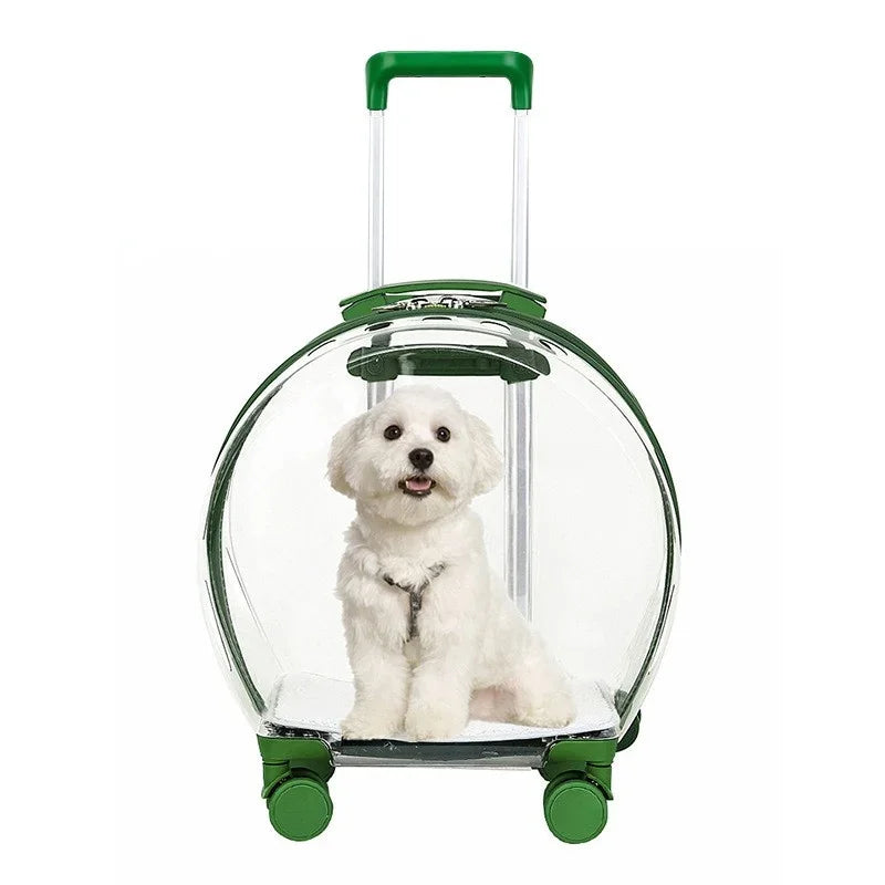 Pet Trolley Case Carrier for Cats and Puppies Transparent Cat Bag Pet Stroller Outdoor Portable Cat Backpack Carrier