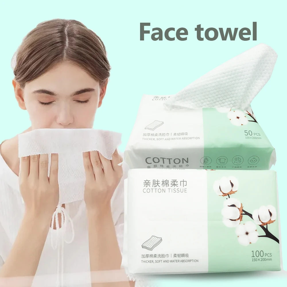 100pcs Disposable Face Towel Travel Cotton Makeup Wipes Facial Cleansing  Travel Towel  Cotton Pads Face Cleansing Tissue Soft