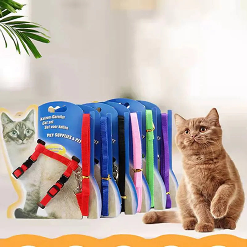 Cat Collar Harness Leash Adjustable Nylon Pet Traction Cat Kitten Dog Halter Collar Gato Cats Products Pet Harness Belt Cat Col