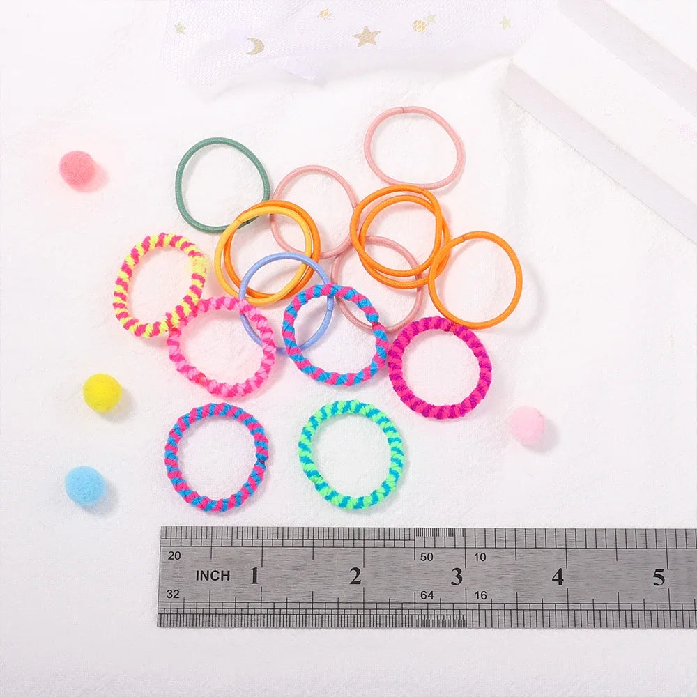 New 50/100Pcs Hair Bands Girls Candy Color Elastic Rubber Band Hair Bands Child Baby Headband Scrunchie Kids Hair Accessories