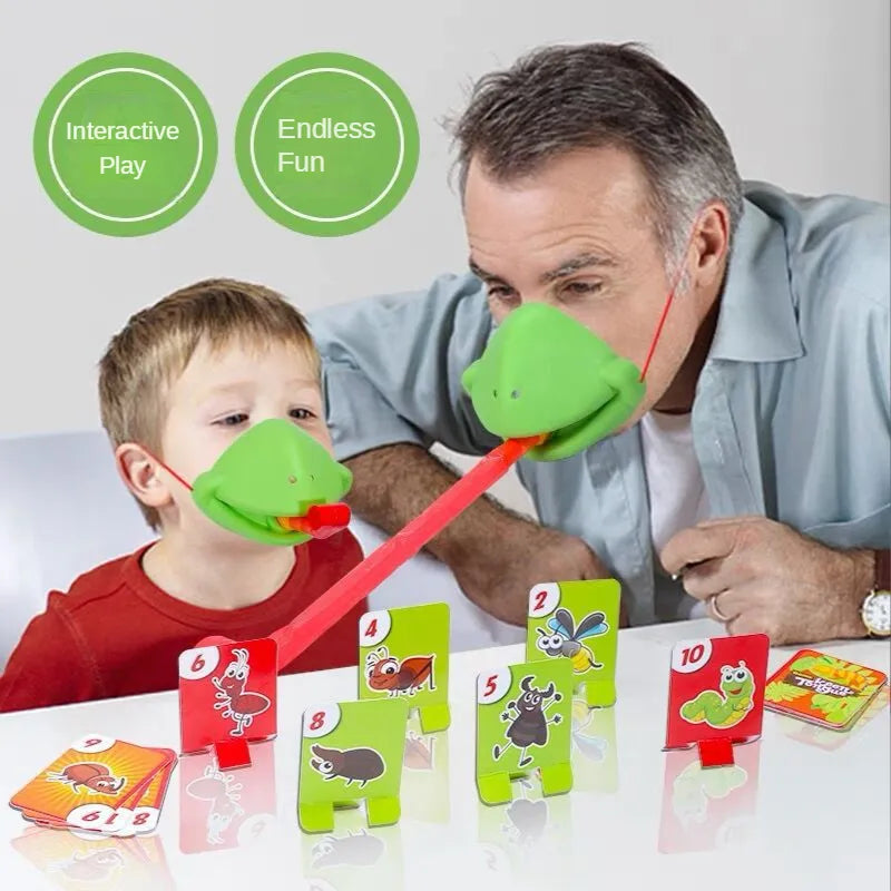 Frog Tongue-Sticking TikTok Same Funny Toy Lizards Mask Two-player Card Game Desktop Interactive Toys Parent-child Party Games