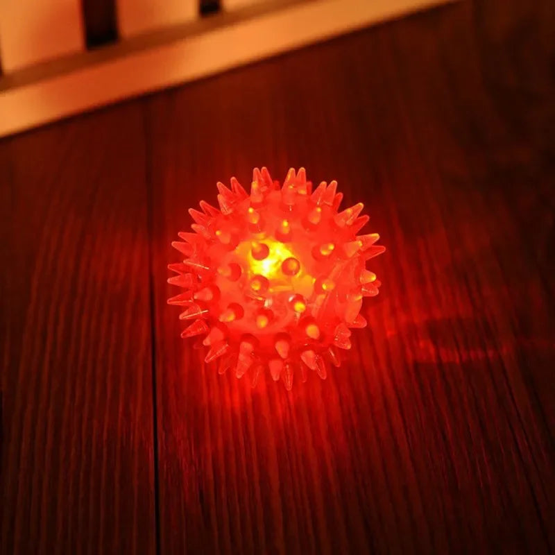Pet Toys Squeaky Dog Toys Colorful Soft Rubber Luminous Pet Puppy Dog Teething Chew Toy Elastic Hedgehog Ball Toy Dog Supplies