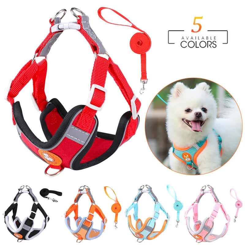 Reflective Dog Harness No Pull Cute Pet Soft Walking Leash Set Adjustable Dogs Harnesses Vest Chihuahua For Small Medium Dogs