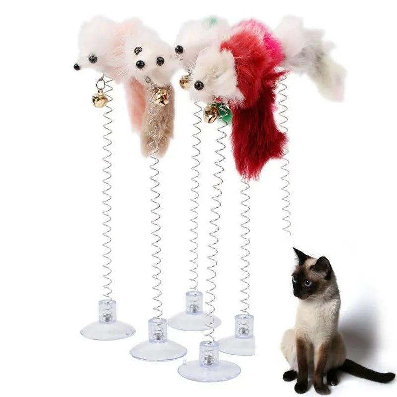 Cartoon Pet Cat Toy Stick Feather Rod Mouse Toy with Mini Bell Cat Catcher Teaser Interactive Cat Toy Kitten игрушки для кошек