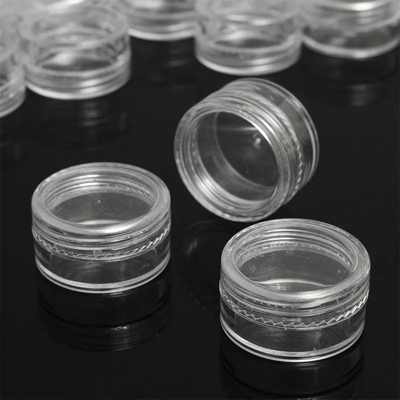 50pcs 5g Sample Clear Cream Jar Mini Cosmetic Bottles Containers Transparent Pot For Nail Arts Small Clear Can Tin For Balm