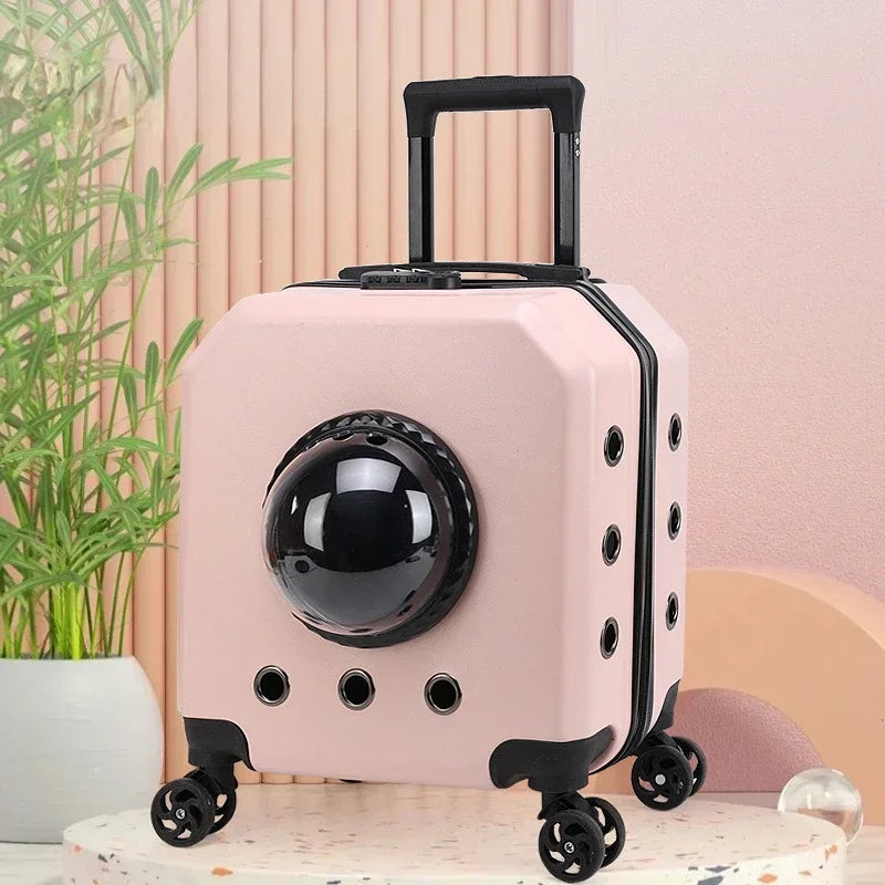 Dogs Air Box Pet Trolley Case Carrier Transparent Capsule Pet Travel Trolley for Puppies Cat Carriers Bag With Wheel