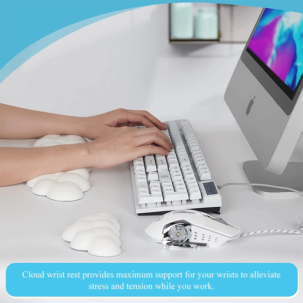 Cloud Keyboard Wrist Rest Soft Leather Memory Foam Wrist Support Cushion for Easy Typing Pain Relief Ergonomic Anti-Slip