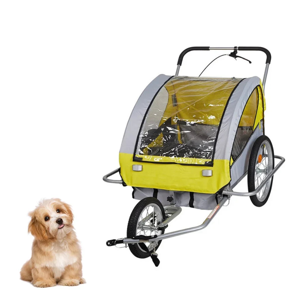 Foldable Pet Cart Dog Bicycle Trailer Outdoor Riding Dual-purpose Camping Luggage Trailer Dog Carrier Pet Stroller