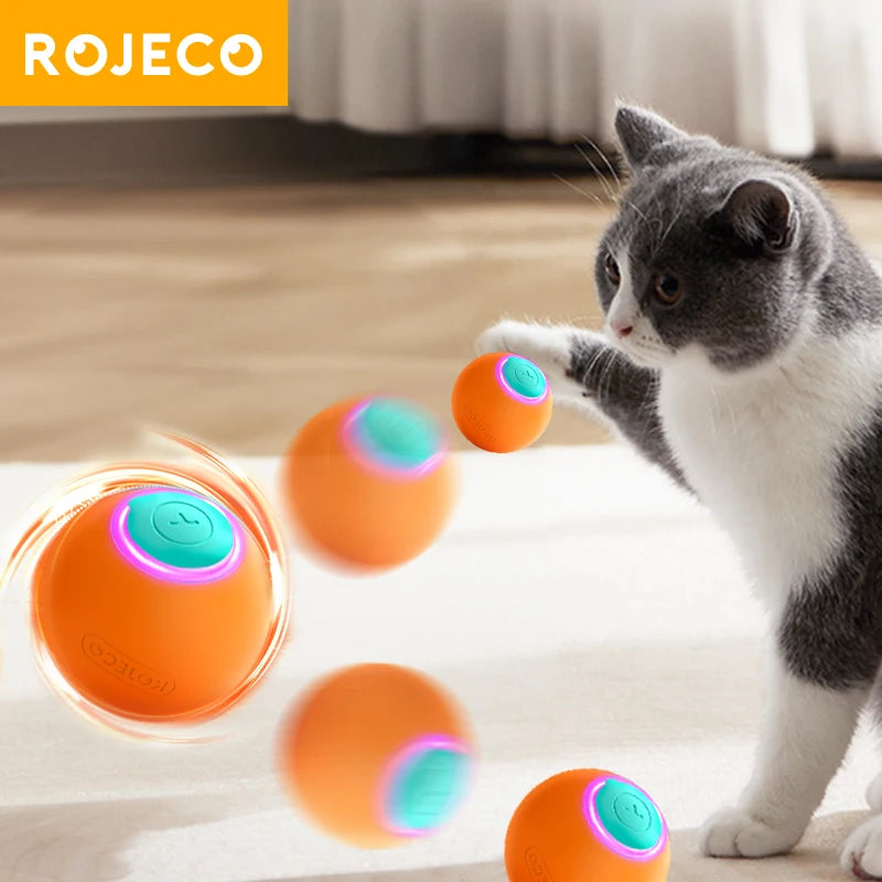 ROJECO Cat Toys Smart Interactive Cat Bouncing Ball Automatic Rolling Ball Training Self-moving Electric Toy Dog Pet Accessories