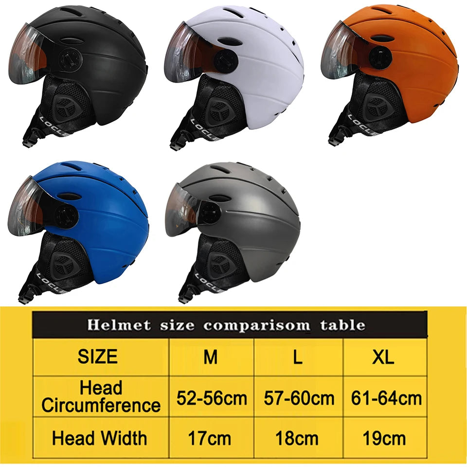 LOCLE Skiing Helmet Winter Outdoor Sports Men Women Ski Helmet Skiing Snowboard Snow Skateboard Helmet With Goggles Visor
