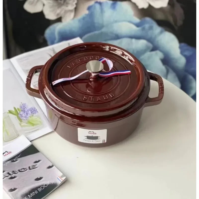 Recommend French Colorful Enamel Pot Natural Non Staining Home Kitchen Soup Cooking Gas Induction Furnace Cookware Gift Set