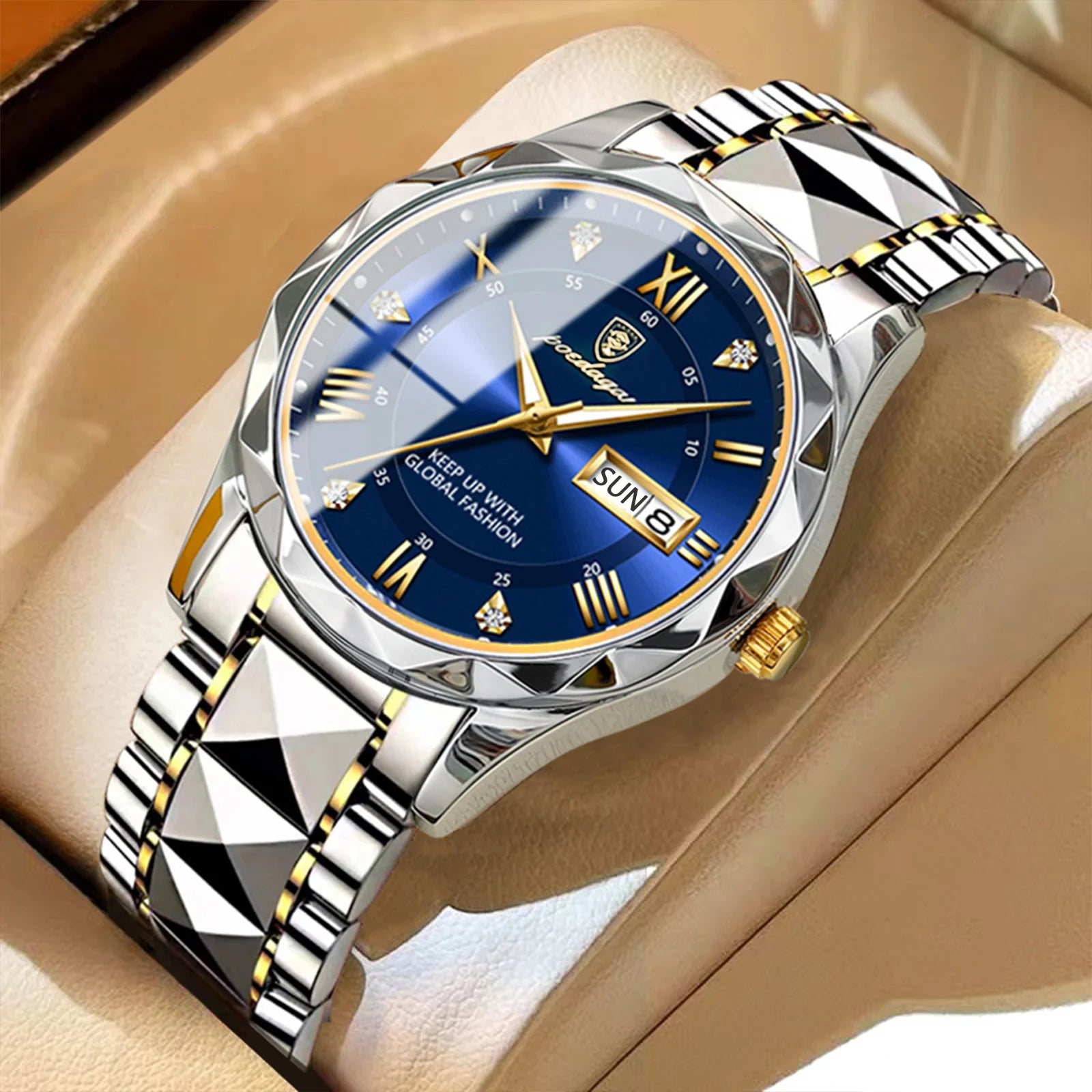 POEDAGAR Top Luxury Men Quartz Watch For Men Sports Waterproof Luminous Stainless Steel Date Week Men's Watches Male Clock reloj