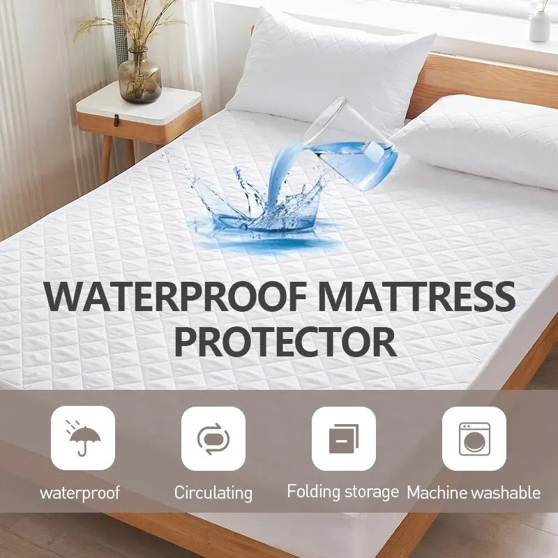 Waterproof Mattress Protector, Fitted Sheet Waterproof Mattress Cover, Breathable & Noiseless Mattress Pad, With Deep Pocket