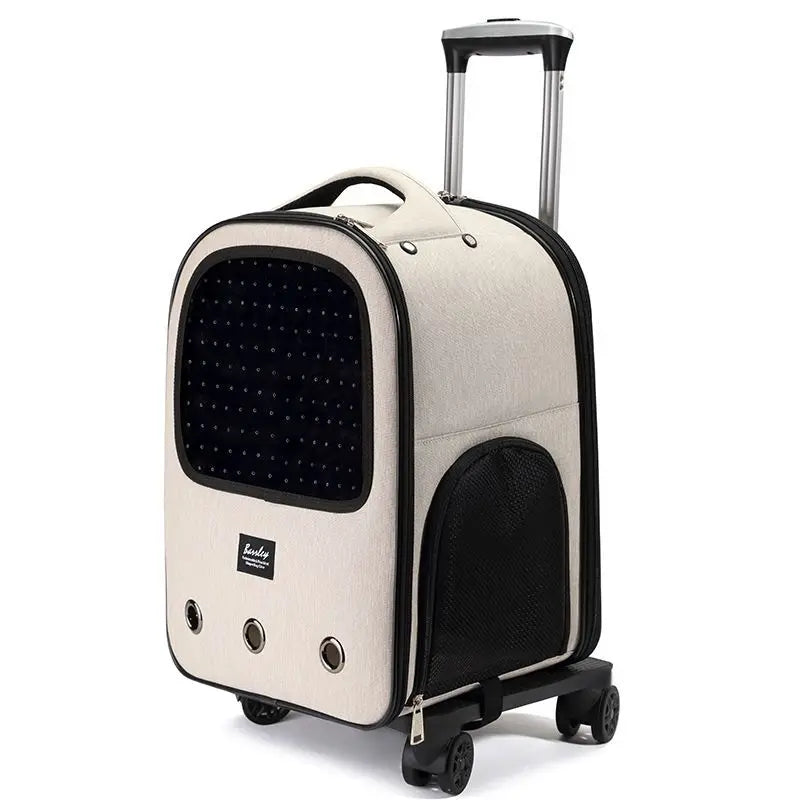 Trolley Pet Backpack Large Space Mute Universal Wheel Cat Bag Folding Trolleys Pets Bags Cats And Dog Carrier