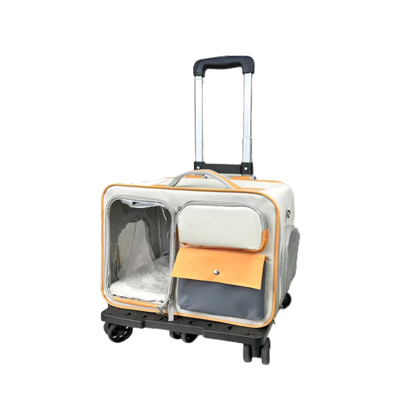 Cat Dog Carrier with Mute Universal Wheels Trolley Pet Backpack Large Space Portable Outdoor Pets Bags Cats And Dog Carrier