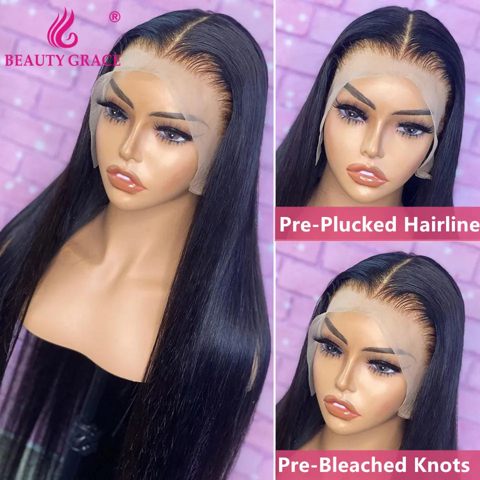 30 Inch Lace Front Wig Brazilian Bone Straight Human Hair Wig HD Transparent 13X4 Lace Frontal Wig 4X4 Closue Wigs For Women