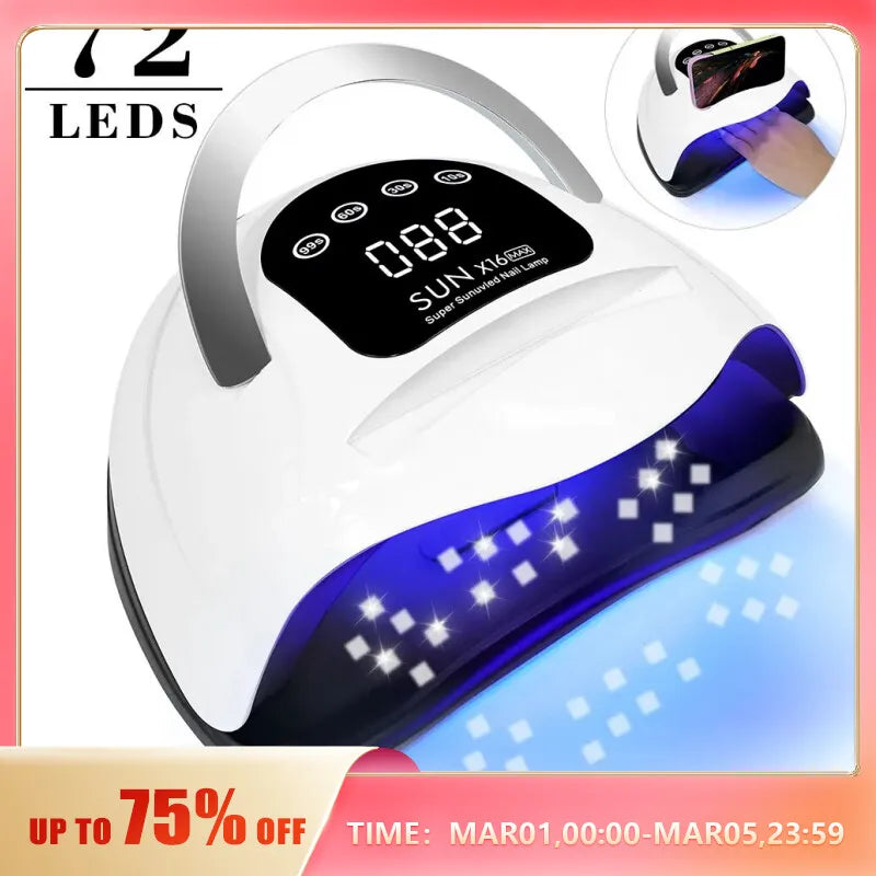 X16 MAX Big Power 320W UV LED Nail Lamp For Drying Gel Nail Polish Professional 72 LEDS Nail Dryer Light With Touch Screen Timer
