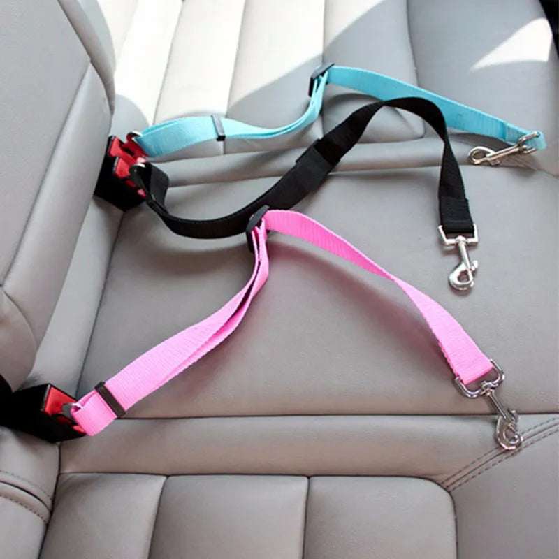 Adjustable Pet Cat Dog Car Seat  Belt Pet Seat Vehicle Dog Harness Lead Clip Safety Lever Traction Dog Collars Dog Accessories