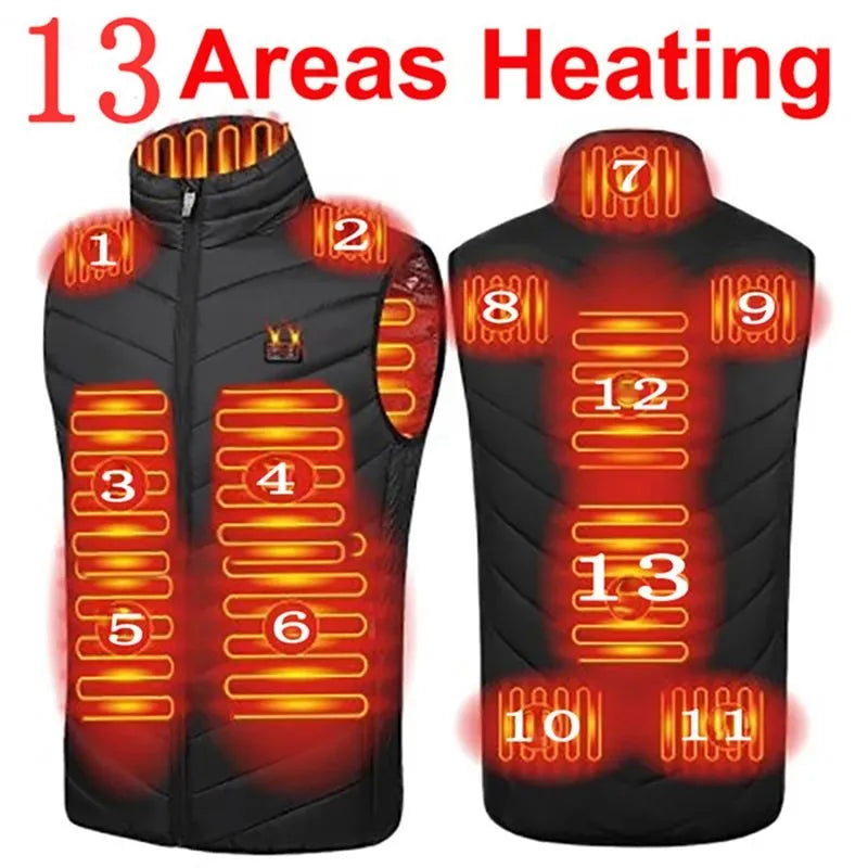 21 Areas Heated Vest Men Jacket Heated Winter Womens Electric Usb Heater Tactical Jacket Man Thermal Vest Body Warmer Coat 6XL