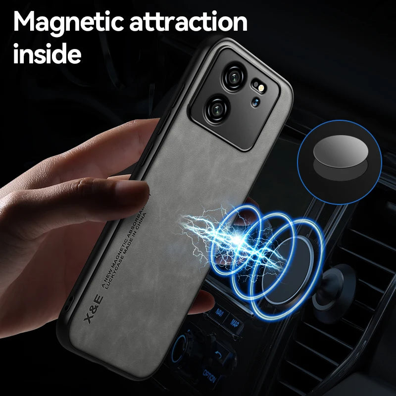 Luxury Shockproof Case for Xiaomi 13T Pro Protective Cover Built-in Magnetic Car Holder Protection Phone Coque Fundas
