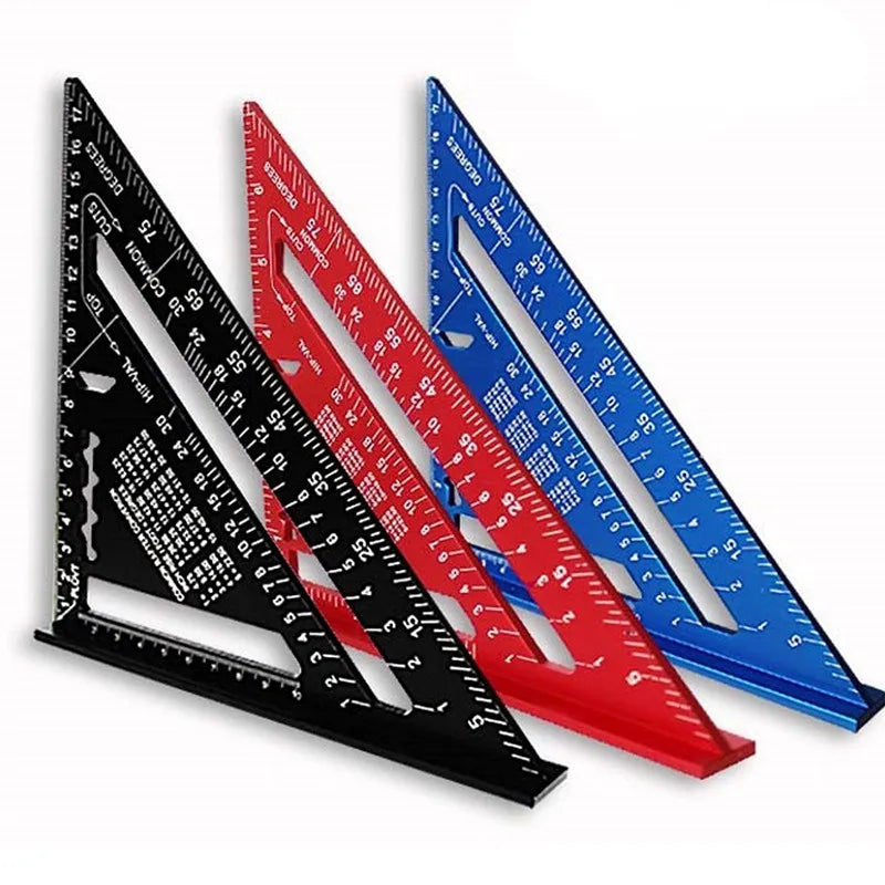 Triangle Ruler 7Inch Measurement Tool Aluminium Alloy Carpenter Tools Inch Metric Angle Ruler Speed Square Woodworking Tools