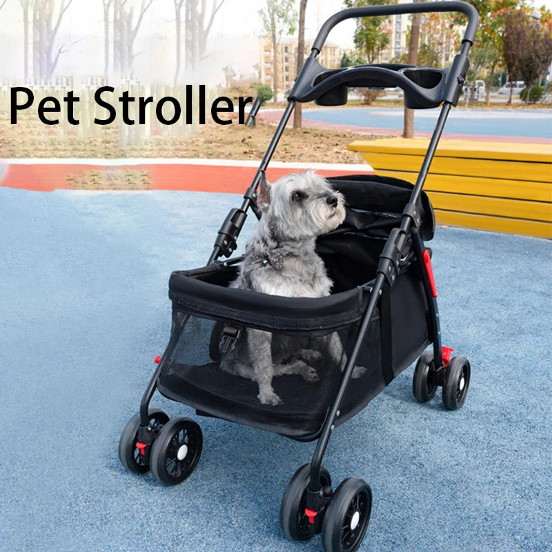 Wholesale Luxury Foldable Portable Pet Stroller Dog Carrier 4 Wheels Pet Dog Cat Stroller For Travel
