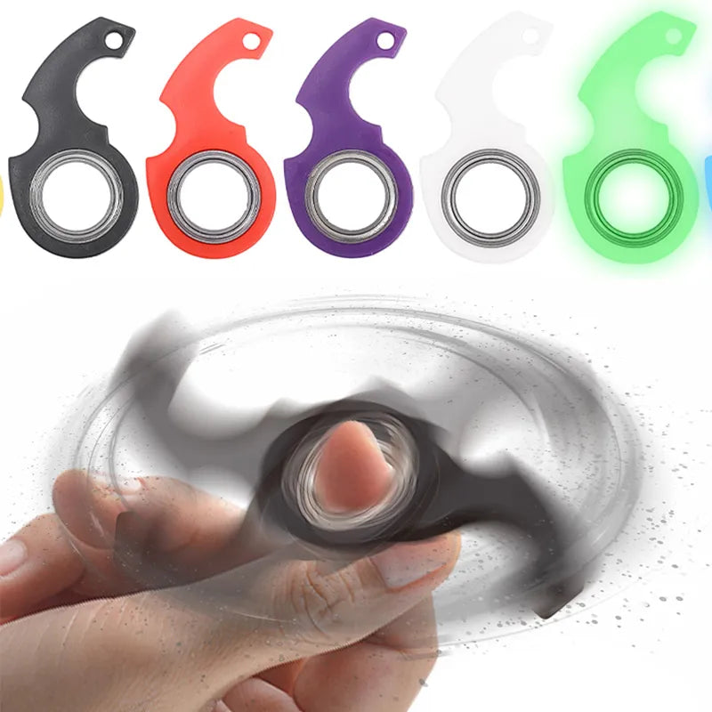 Spinner Stress Toy Keychain Metal Idget Toy Kid Fingertip Spinning Keyring Finger Fidget Ring Relieve Anxiety Boredom Party Gift