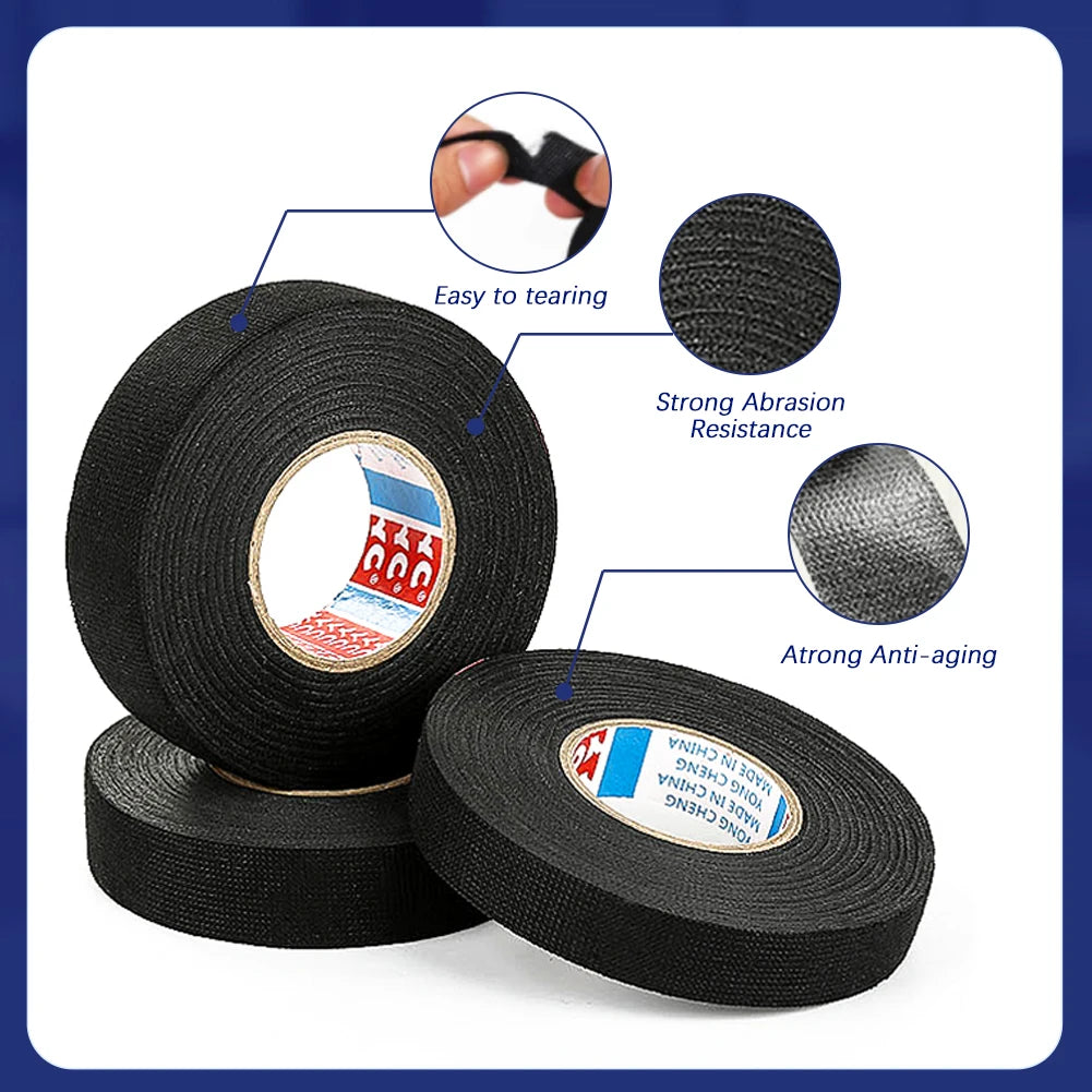 Heat-resistant Adhesive Cloth Fabric Tape For Automotive Cable Tape Harness Wiring Loom Electrical Heat Tape 9/15/19/25/32MM