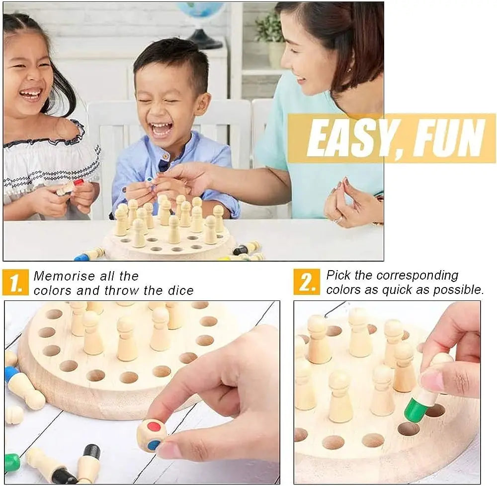 Wooden Memory Match Stick Chess Color Game Board Puzzles Montessori Educational Toy Cognitive Ability Learning Toys For Children