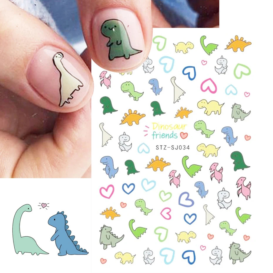 3D Kawaii Dinosaur Nail Art Sticker Cartoon Self-adhesive Decal Cute Design Sliders Manicure Decoration Accessories CHSTZ-SJ034