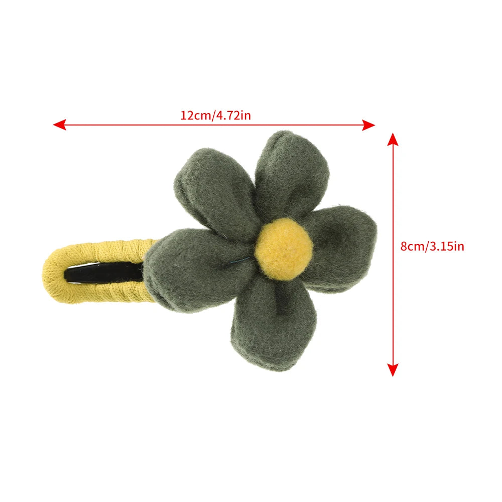 AWAYTR Autumn Winter Plush Flower Hair Claw Women Chic Duckbill Clip Hairpin Back Head Hair Clips Hair Accessories for Girls