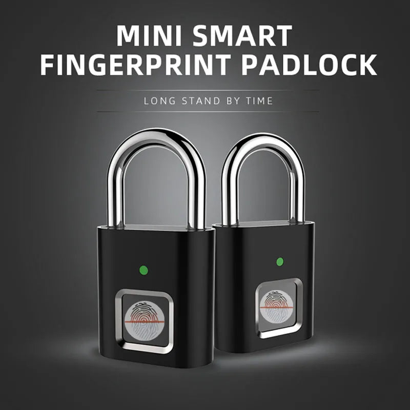 Door Lock Fingerprint Padlock USB Rechargeable Mini Bag Smart Home Finger Print Locks free shipping to brazil electronics