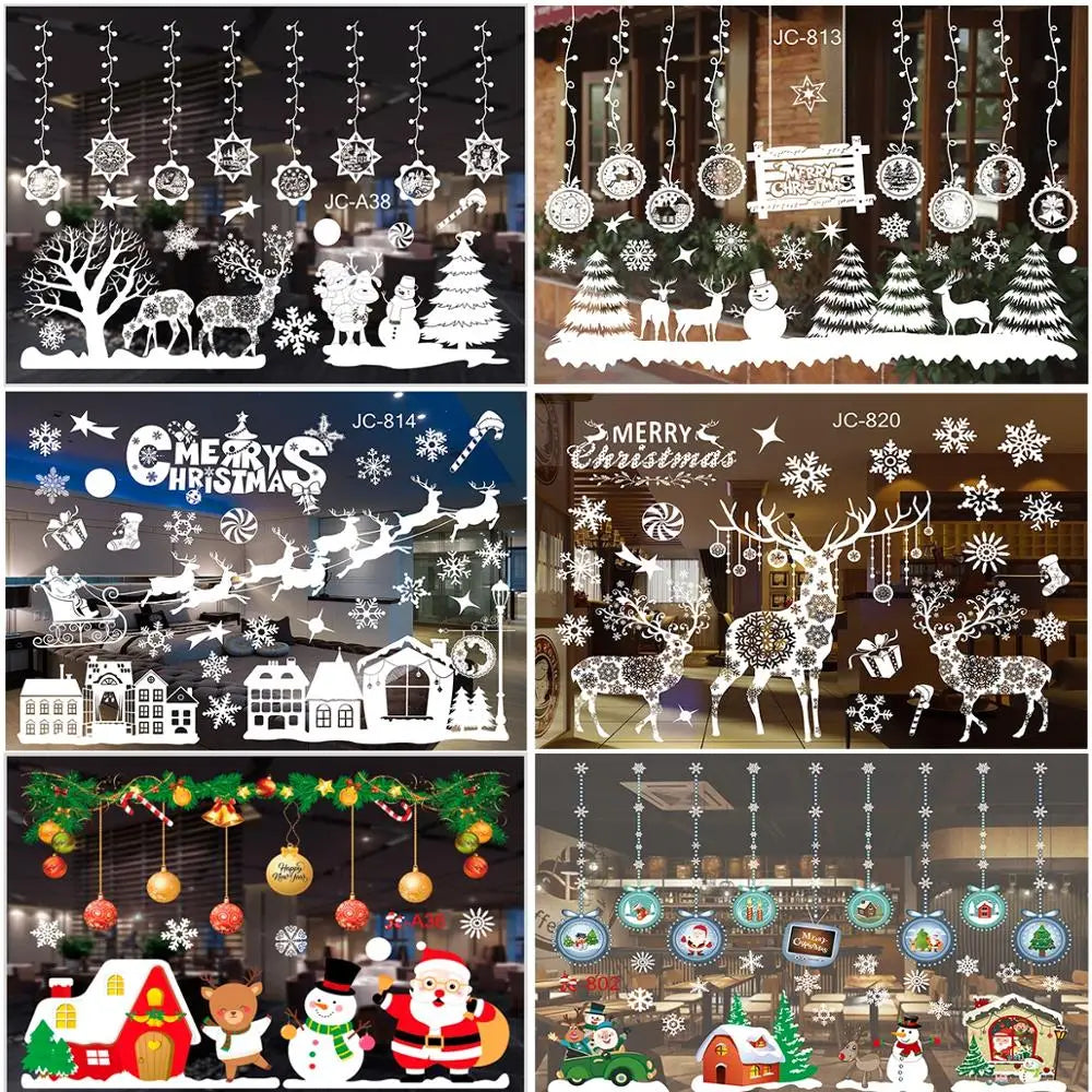 Christmas Wall Window Stickers Marry Christmas Decoration For Home 2023 Christmas Ornaments Xmas Navidad Gift New Year 2024