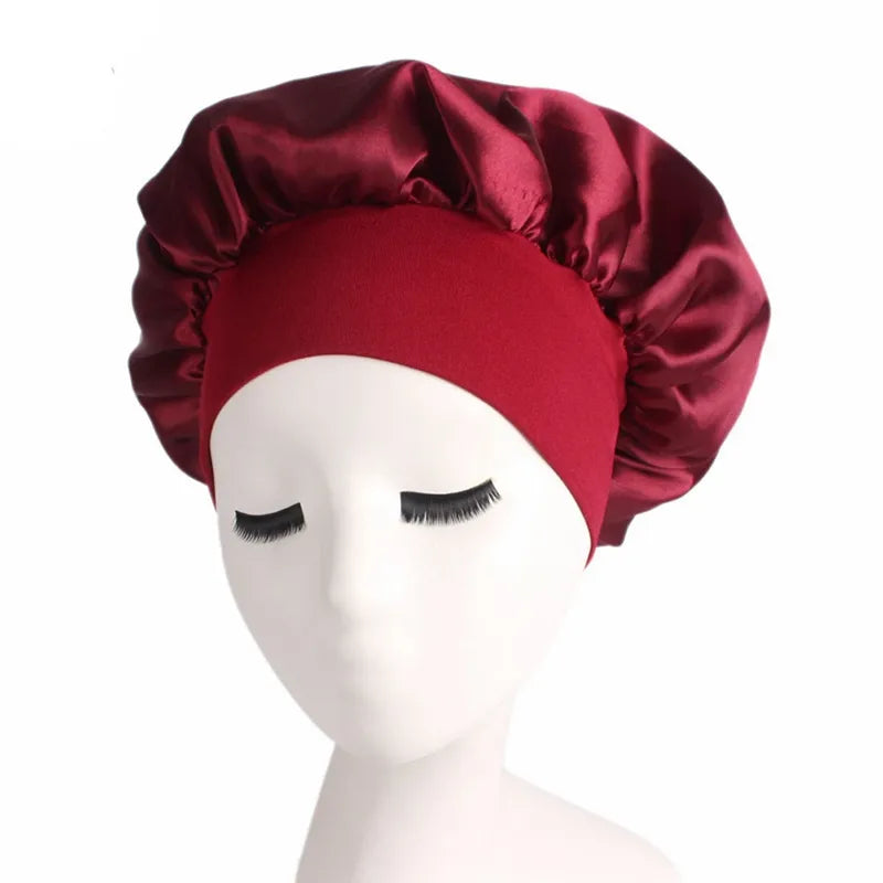 Women Bonnet Satin Sleeping Hat Hair Night Sleep Cap Head Cover Bonnets Shower Caps For Bath  And Sauna Bathing Bonnet De Nuit