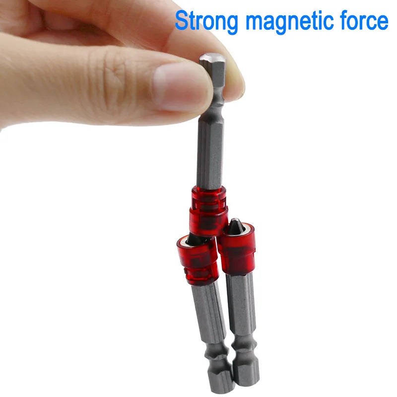 1/4" Screwdriver Bits Red Head Magnet Driver Hex Shank With Magnetizer Cross Magnetic Bit Hand Electric Screw Tool Accessories