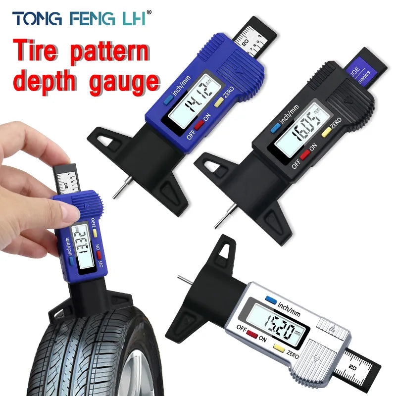 Digital Car Tyre Tire Tread Depth Gauge Meter Measurer Tool Caliper Thickness Gauges Tread Brake Pad Shoe Tire Monitoring System