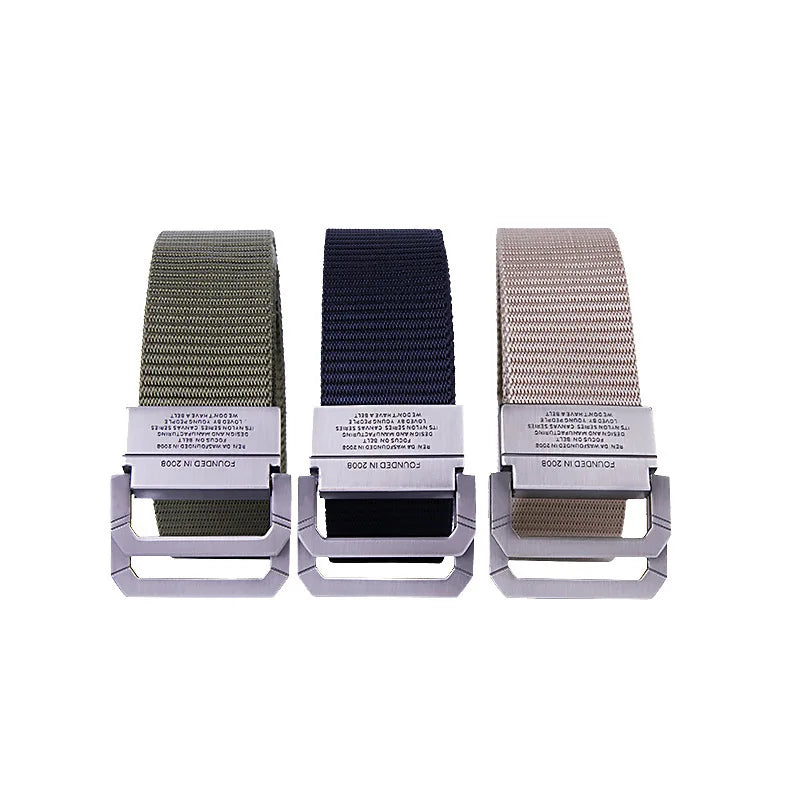 Men Belts Automatic Buckle Metal Webbing Belts for Men Canvas Nylon High Quality Strap Casual Sports Students HB009