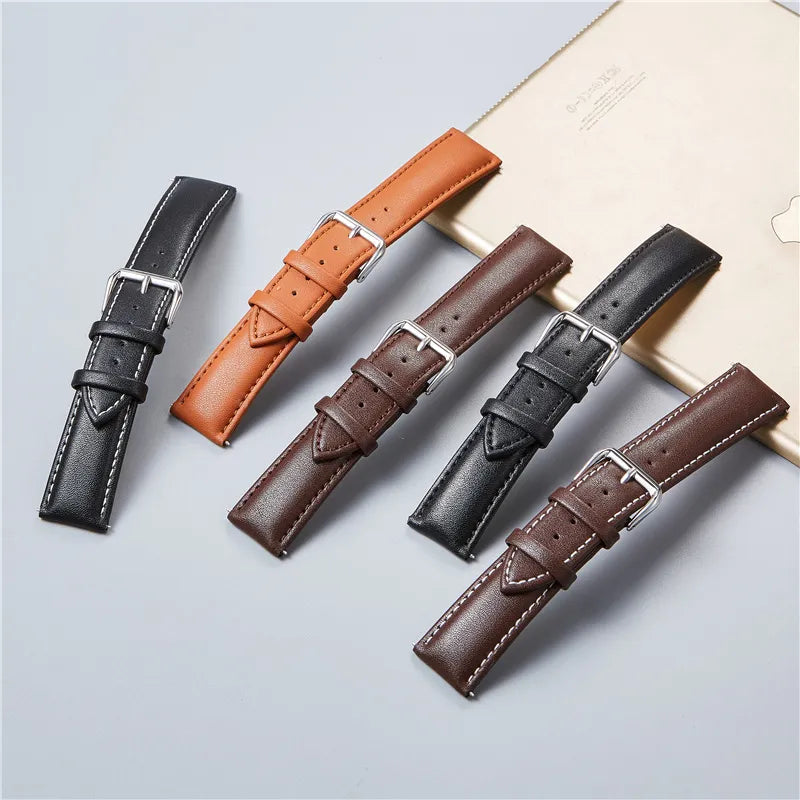 Genuine Leather Watchbands Calfskin Replace Wristwatch Straps 18mm 20mm 22mm 24mm Watch Accessories Men Women Soft Watchband