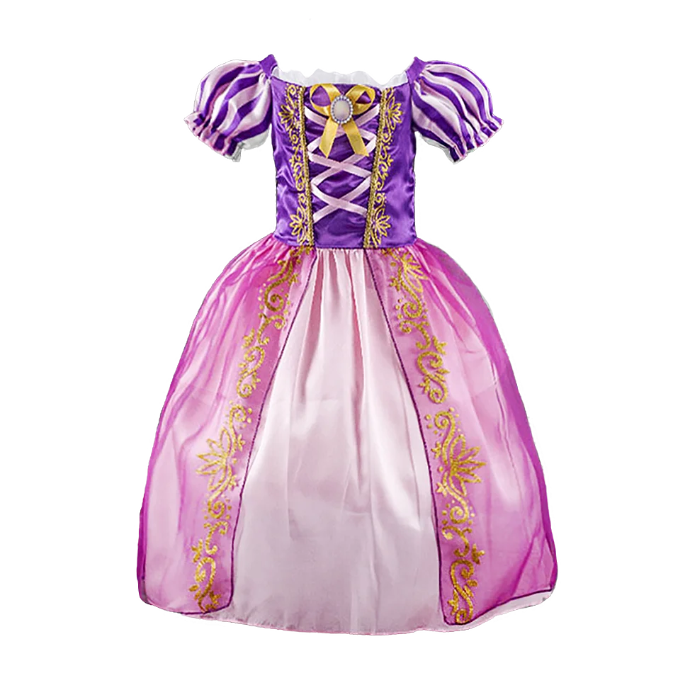 Little Girl Rapunzel Costume Party Fancy Princess Dress Christmas Cosplay Belle Sleeping Beauty Cinderella Carnival Disguise