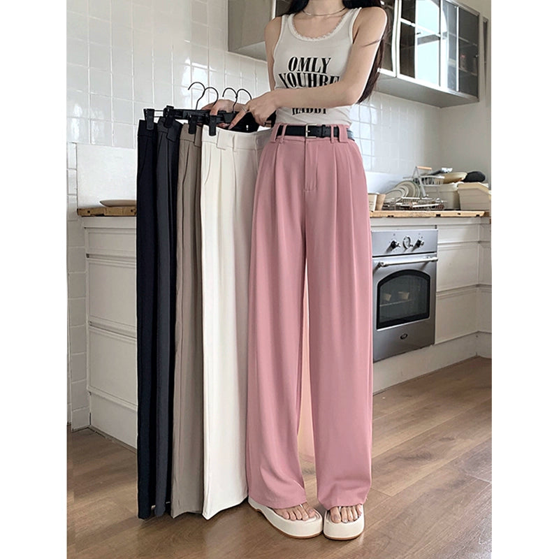 Pink Summer Sexy Loose Drooping Long Pants Suit